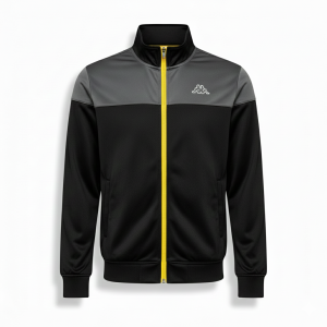 Home retro sport | jaket tracktop kappa hitam abu ritsleting kuning 90s vibe