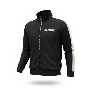 capture vibes | jaket tracktop hitam garis putih street ready sporty