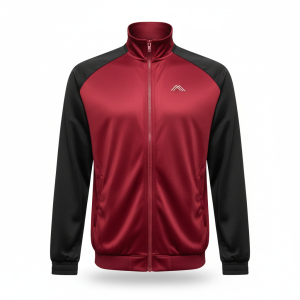 athleisure vintage | jaket tracktop merah marun & hitam essential sporty look