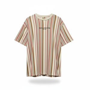 earth tone stripes | kaos "weekend studio" garis multiwarna oversized retro tee