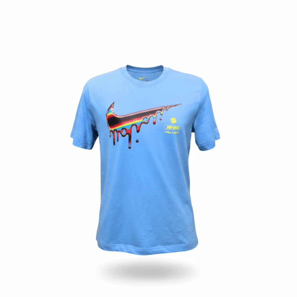 melting swoosh | kaos nike biru muda graphic tee rainbow drip melting swoosh | kaos nike biru muda graphic tee rainbow drip