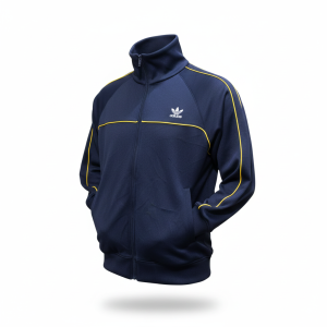 trefoil retro | jaket tracktop adidas biru dongker garis kuning old school vibe